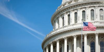 United States Capitol Dome and Flag