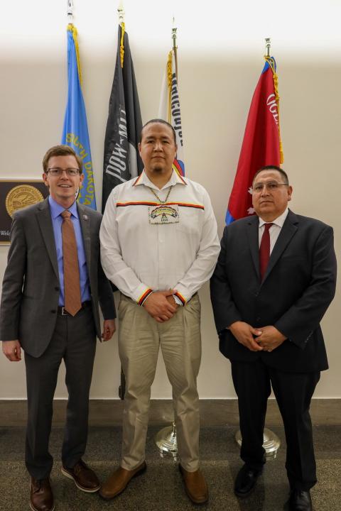 Johnson, Chairman Ryman LeBeau, and President Frank Star Comes Out