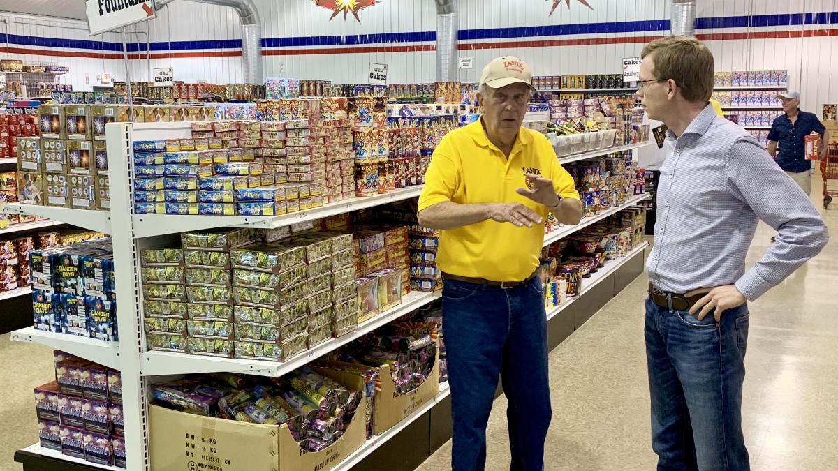 Rep. Johnson with Don Lantis and fireworks