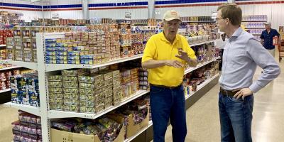 Rep. Johnson with Don Lantis and fireworks